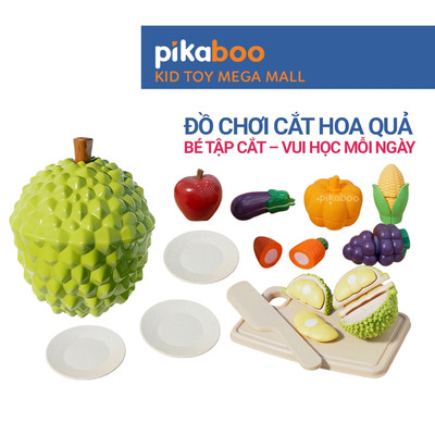 Đồ chơi cắt hoa quả cho bé Pikaboo, bộ trái cây cắt dán an toàn phát triển tư duy