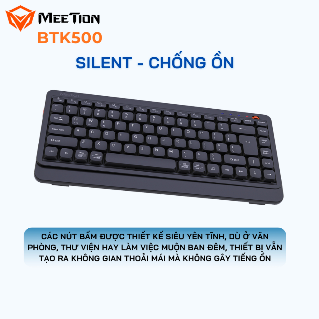 Bàn phím không dây Meetion BTK500 chống ồn kết nối Bluetooth/USB 2.4G 87 phím pin sạc sử dụng 100H | BigBuy360 - bigbuy360.vn