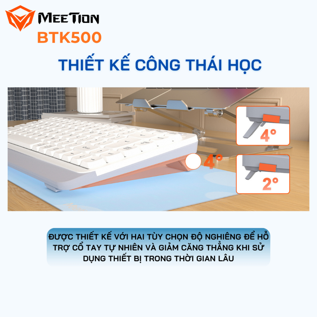 Bàn phím không dây Meetion BTK500 chống ồn kết nối Bluetooth/USB 2.4G 87 phím pin sạc sử dụng 100H | BigBuy360 - bigbuy360.vn