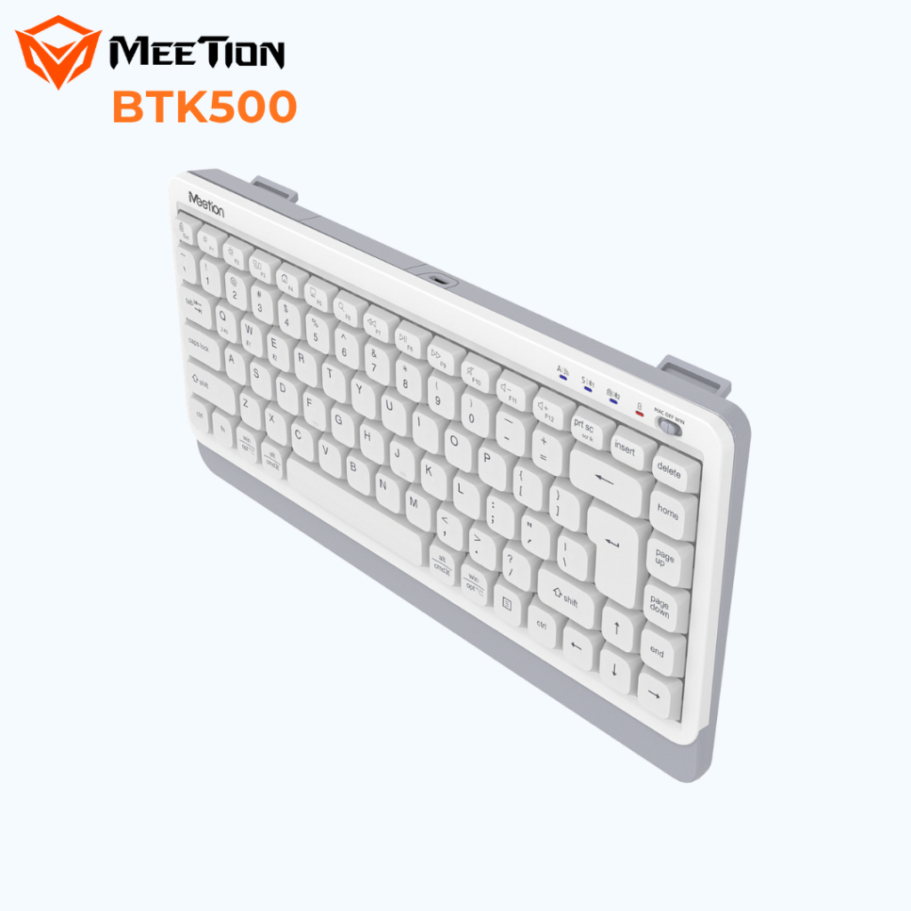 Bàn phím không dây Meetion BTK500 chống ồn kết nối Bluetooth/USB 2.4G 87 phím pin sạc sử dụng 100H