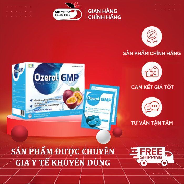 Ozerol Ozercl GMP Đường Glucose Khan Bổ Sung Điện Giải Giúp Tăng Năng Lượng, Giảm Mệt Mỏi Hộp 20 Gói