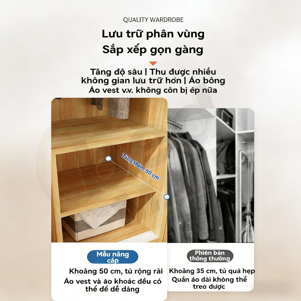 Tủ Quần Áo Cửa Trượt Nhỏ Gọn Phong Cách Hàn Quốc Hiện Đại Cho phòng nhỏ Có Kệ Thanh Treo Tiện Lợi | BigBuy360 - bigbuy360.vn
