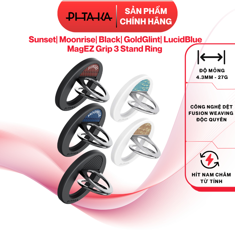 Giá Đỡ Sunset| Moonrise| Black| GoldGlint| LucidBlue PITAKA MagEZ Grip 3 Stand Ring Holder cho iP Hà