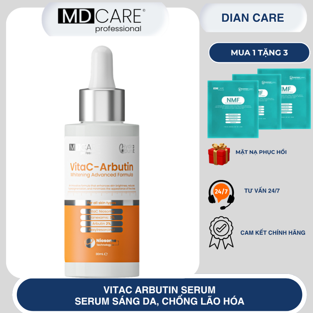 [ HÀNG CÔNG TY ] MD CARE VitaC Arbutin Serum Tinh chất sáng da, chống lão hóa md care