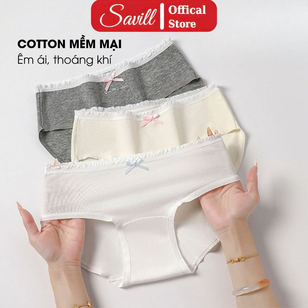 Quần Lót Nữ Cotton Viền Ren Mềm Mại - Quần Lót Cotton Chất Vải Thoáng Mát  Êm Nhẹ SAVILL L4119