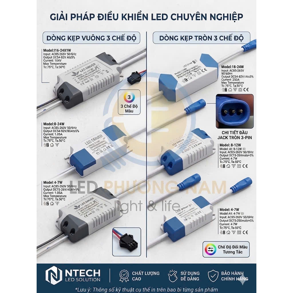 Driver 3 chế độ cho đèn led Âm Trần