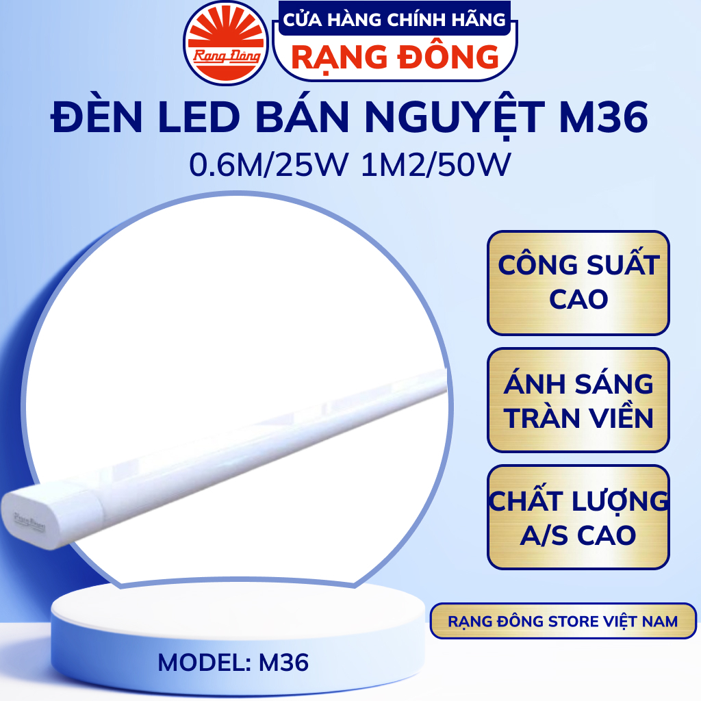Đèn LED Bán Nguyệt Rạng Đông M36 60cm 120cm 25W 50W Model M36