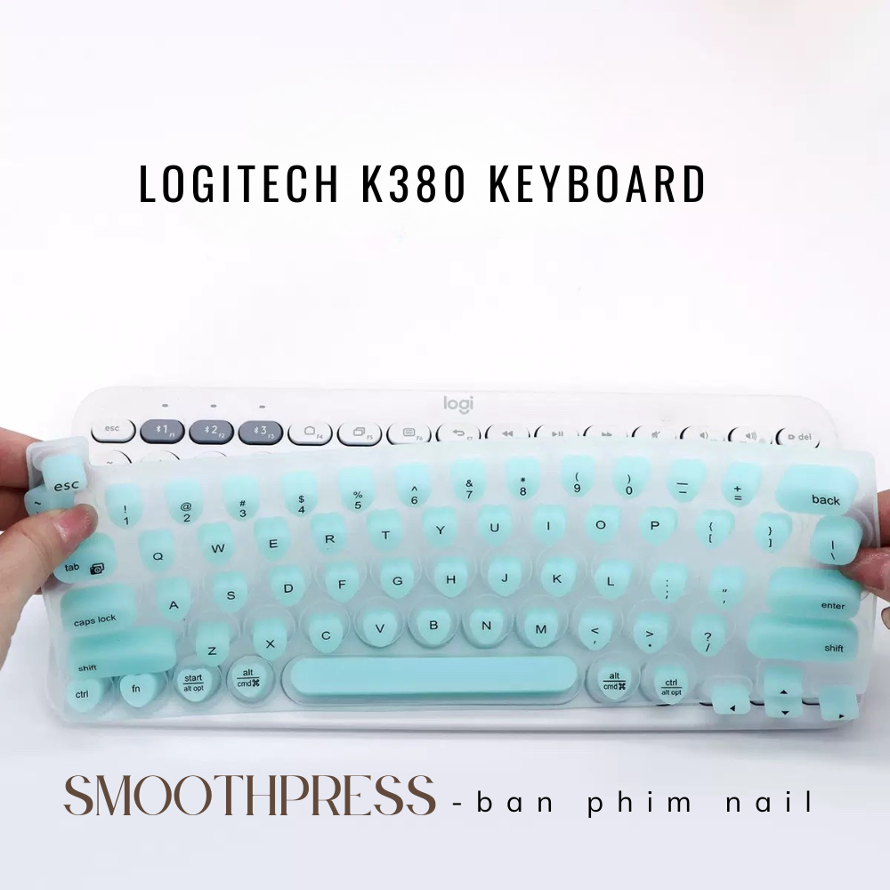(Logitech) Miếng lót bàn phím silicone Logitech K380/K580 keyboard chống bụi nước cho nàng Nail dài