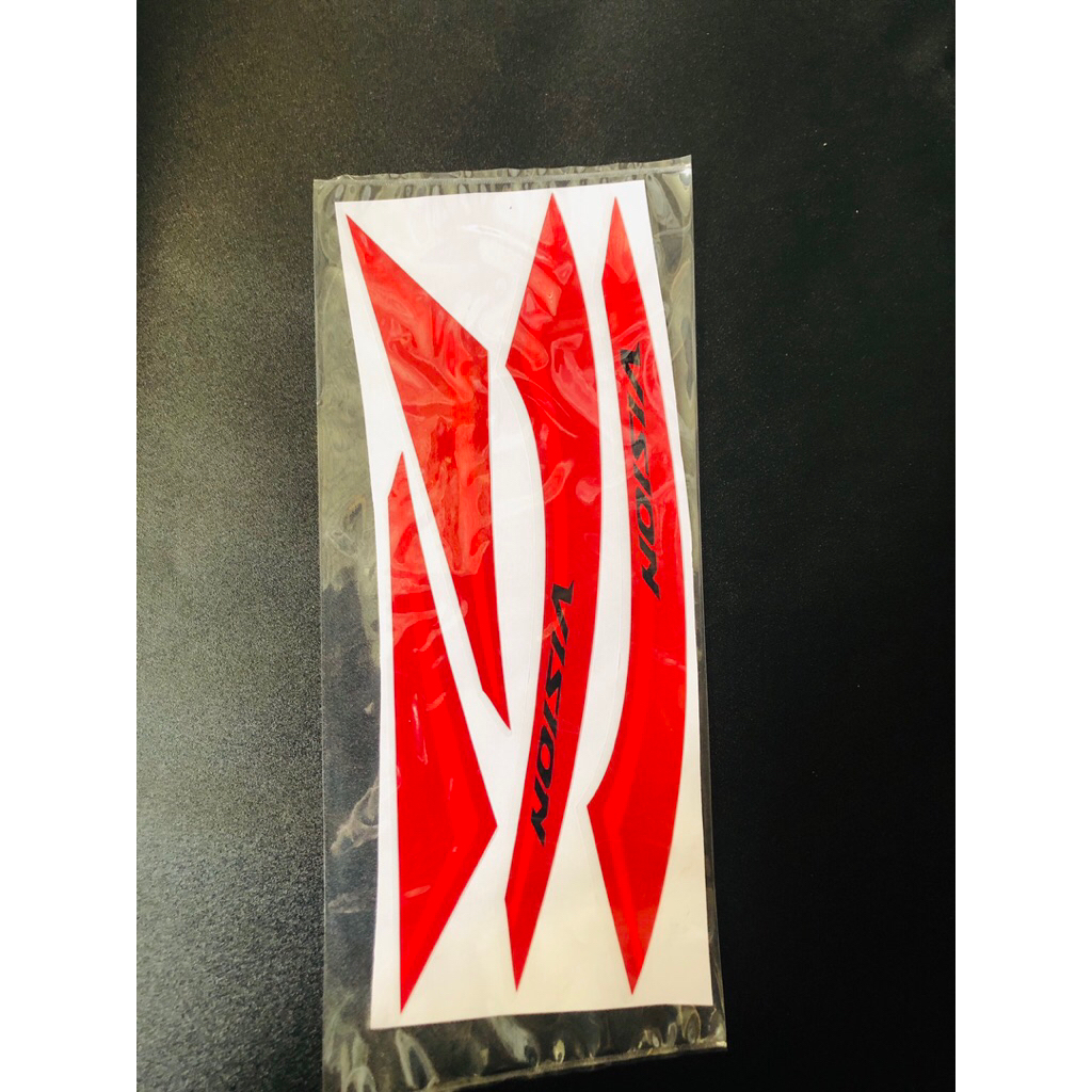 Tem Bửng Vision Trắng Đỏ Decal in “ Nền Trong “