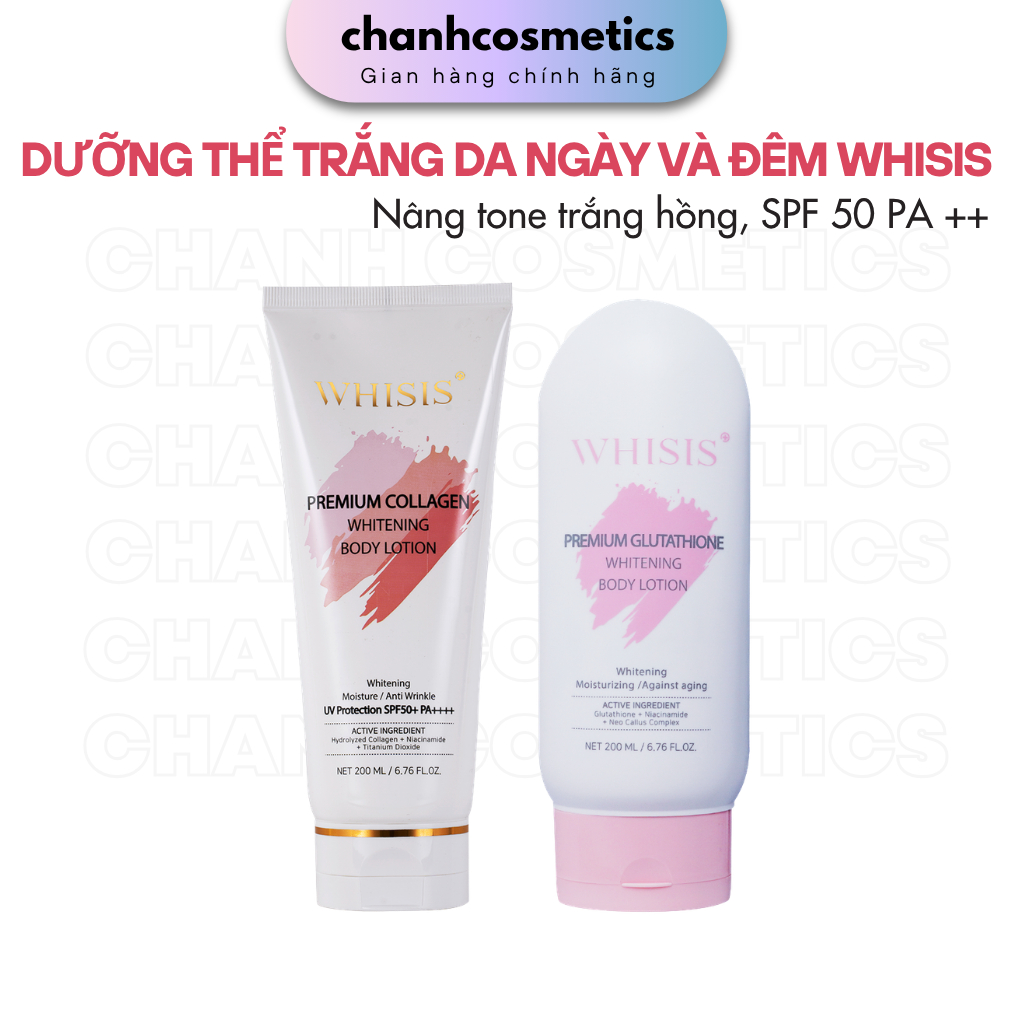 Bộ Dưỡng Thể Trắng Da Ngày Và Đêm Whisis Premium Whitening Body Lotion CHANH COSMETICS
