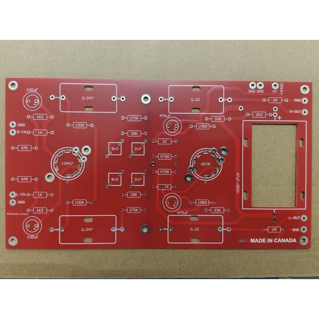 mạch phono MM sử dụng 01 bóng 12AX7, 1 bóng 6DJ8 (01 PCB)