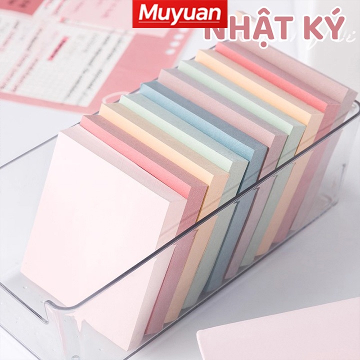 Set 100 Tờ Giấy Ghi Chú Màu Muyuan – Tự Dính Bền, Nhiều Kích Cỡ