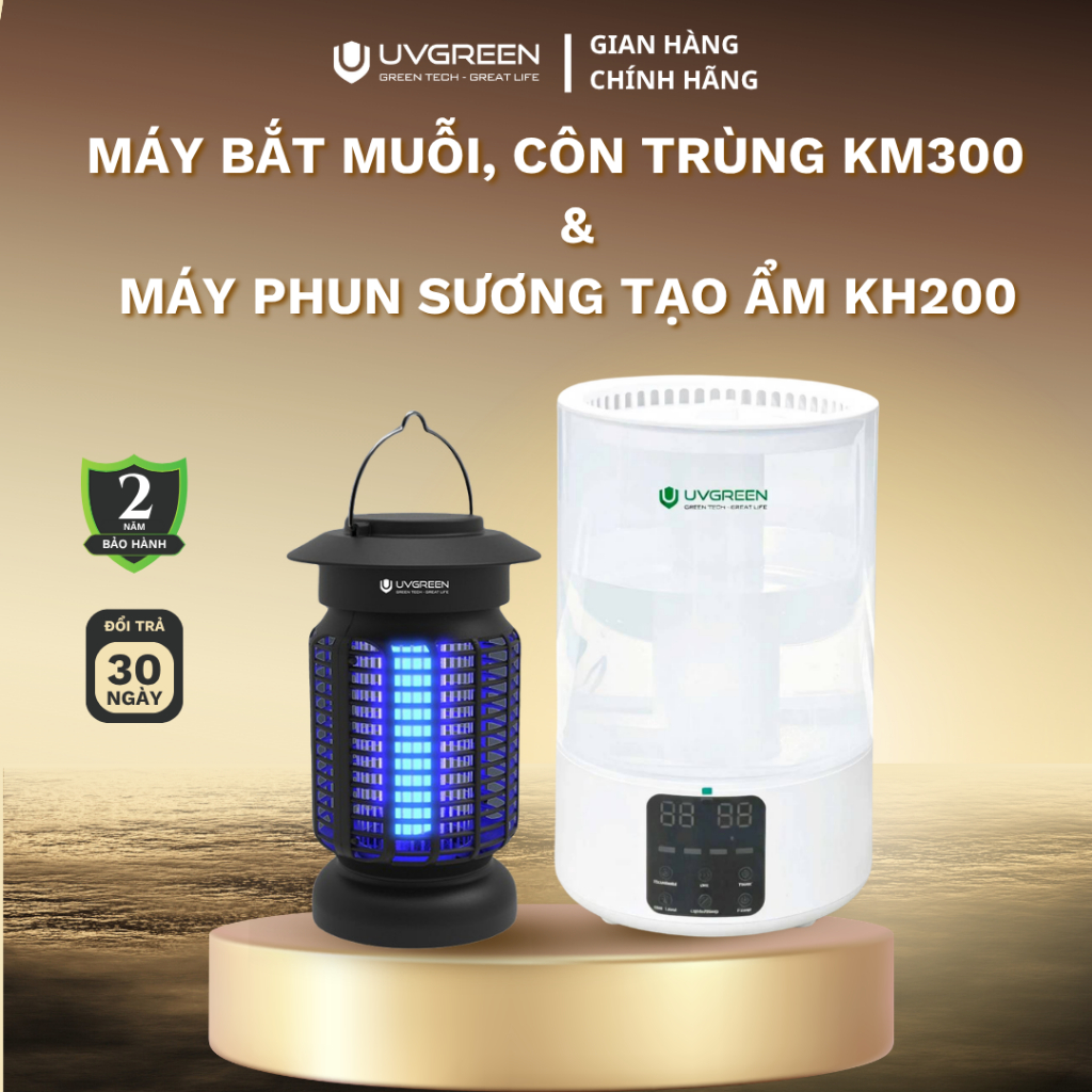 [SKVL] Combo Đèn Bắt Diệt Muỗi Tự Động Thông Minh KM300 & Máy Phun Sương Tạo Ẩm, Giữ Ẩm KH200 UVC LE