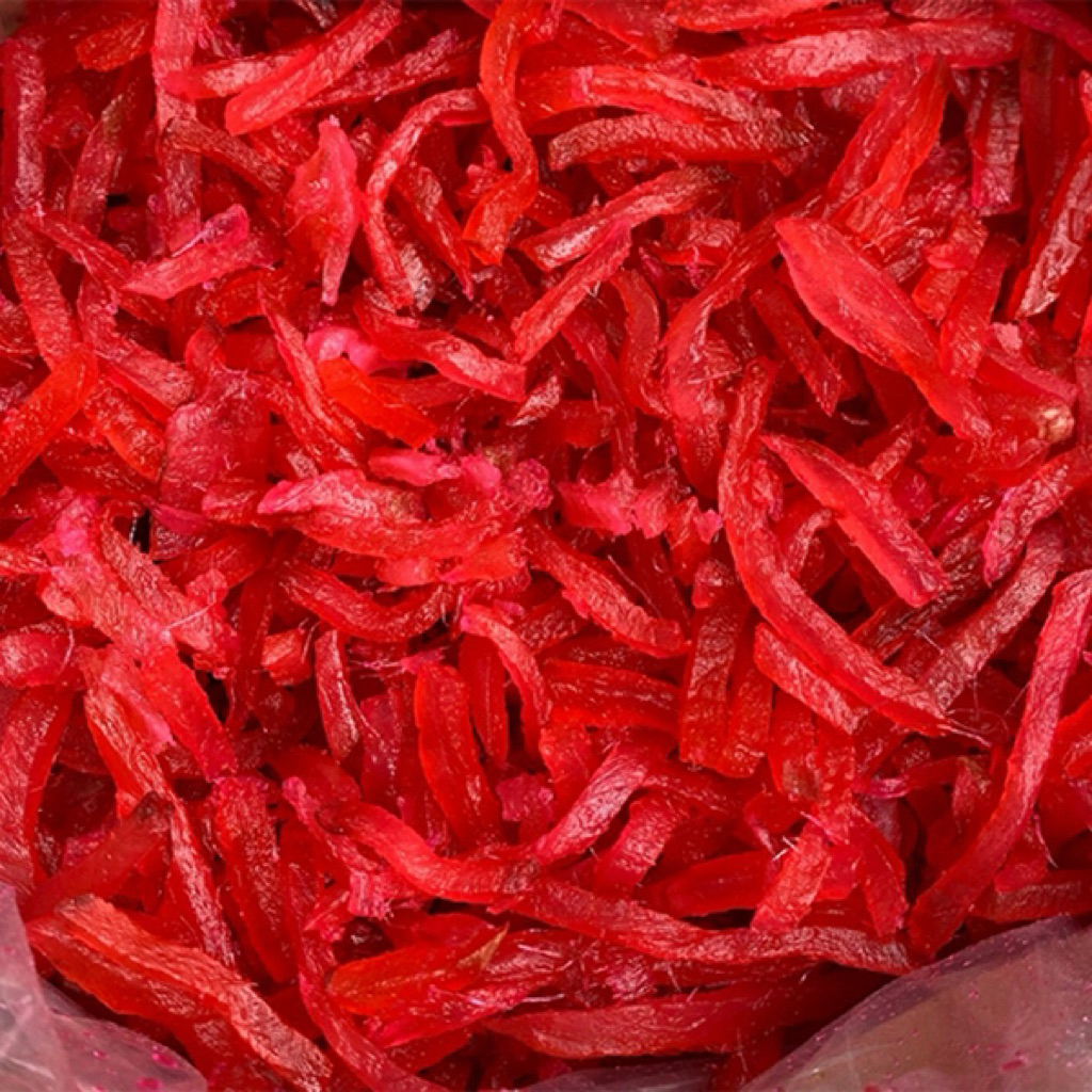 Mứt gừng đỏ sợi chiết lẻ túi 100gr và 500gr