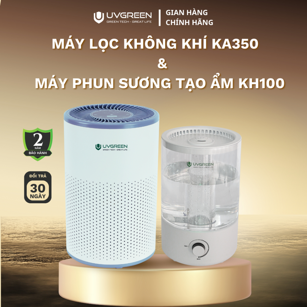Combo Máy Lọc Không Khí KA150/KA350/KA100 & Máy Phun Sương Tạo Ẩm KH100 - UVC LED - Lọc Sạch Bụi Mịn