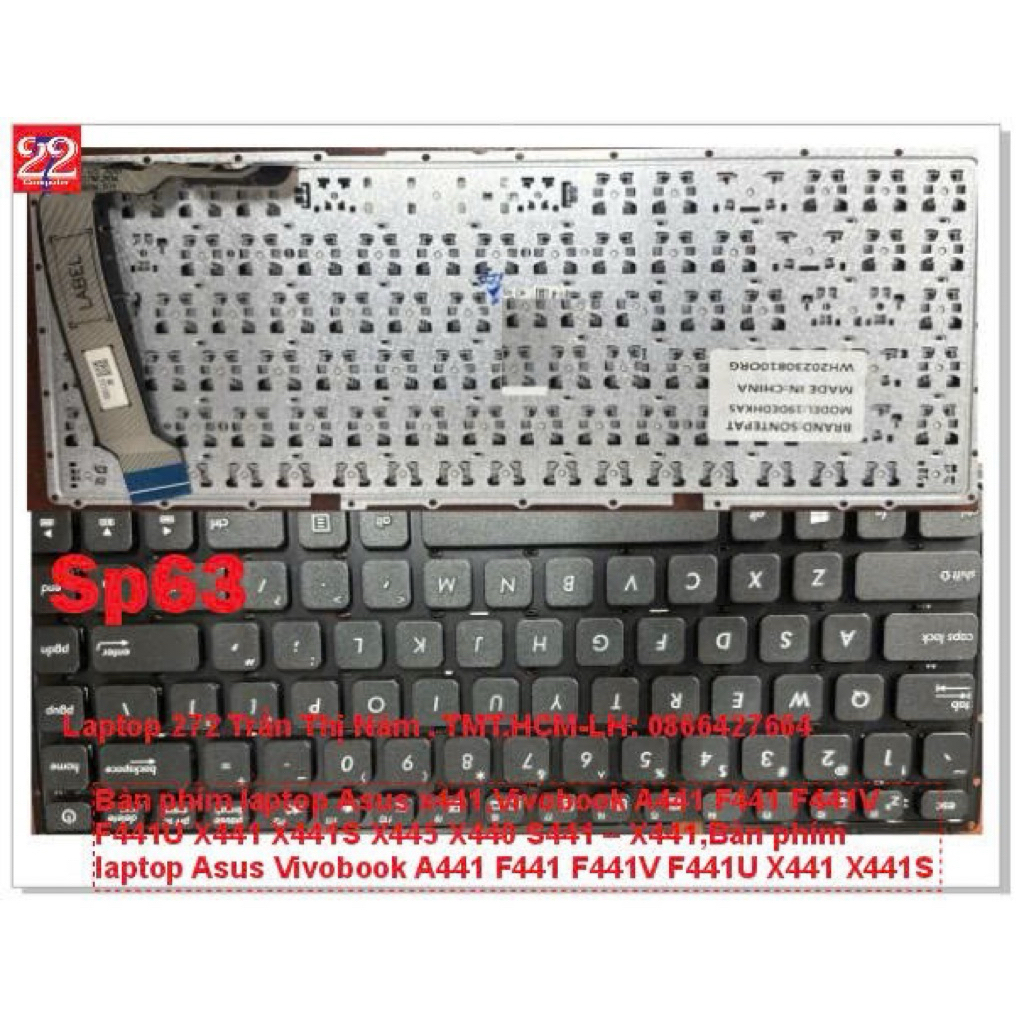 Bàn phím laptop Asus x441  ( zin),Vivobook A441 F441 F441V F441U X441 X441S X445 X440 S441 – X441, F