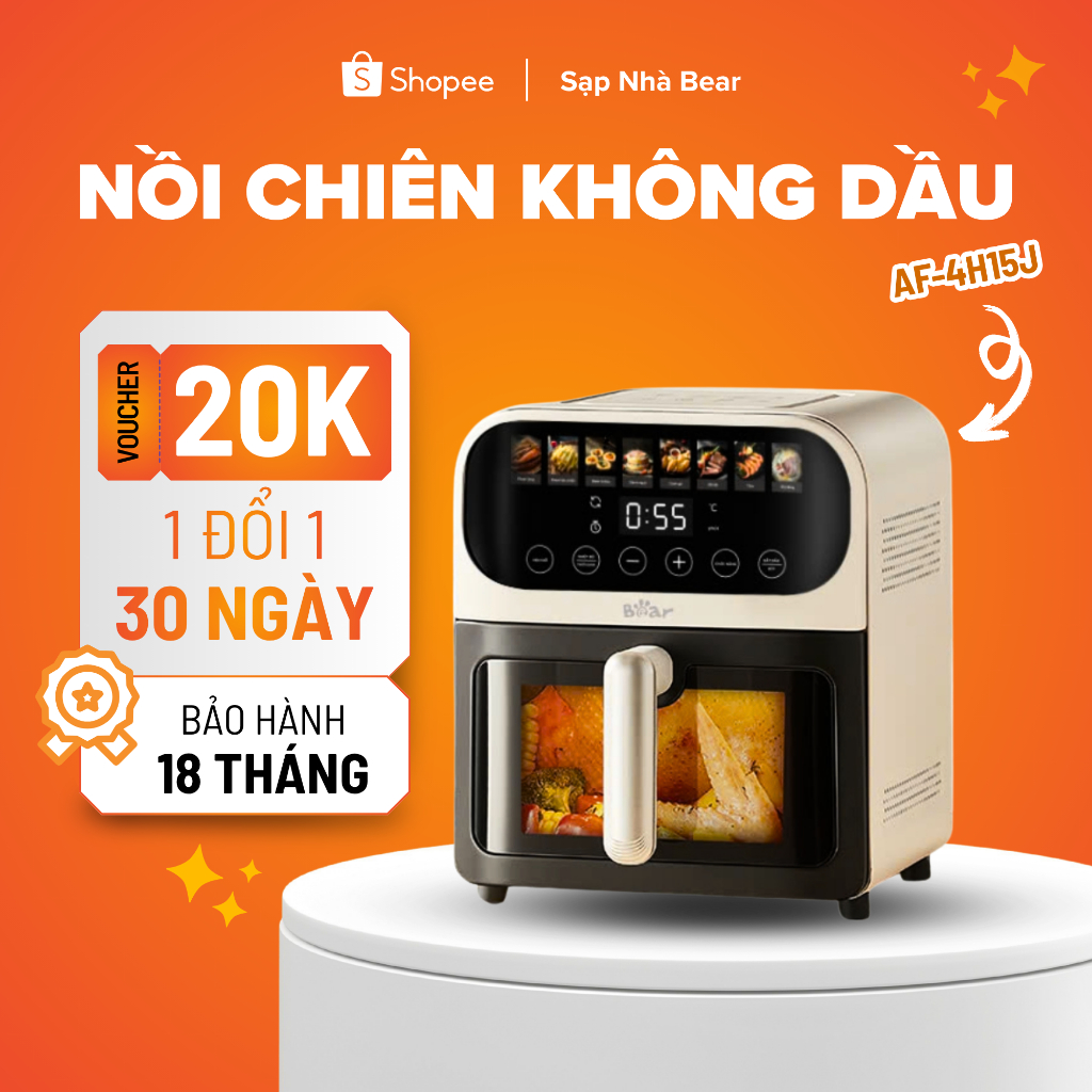 Nồi Chiên Không Dầu Bear AF-4H15J 6L Vật Liệu Kim Loại Cao Cấp Bảo Hành 18Tháng
