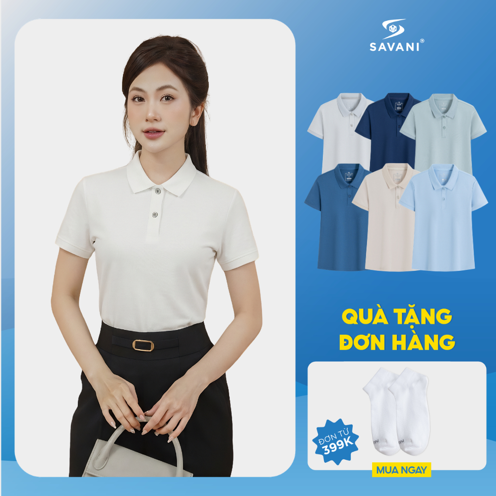 Áo Thun Polo Nữ Trơn SAVANI, Chất Coolmax Mềm Mại, Thoáng Khí, Mát Lạnh Cho Mùa Hè WPUA023S6