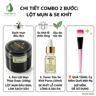 Combo Lột Mụn Đầu Đen Ngân Bình Tặng Toner Táo Se Khít Lỗ Chân Lông & Cọ