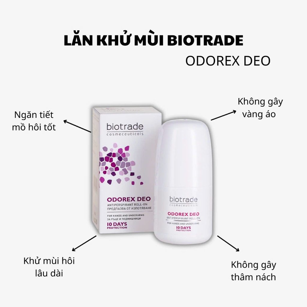 Lăn khử mùi Biotrade Odorex Deo Roll-On 40ml – Giảm mùi hôi & kiểm soát mồ hôi hiệu quả