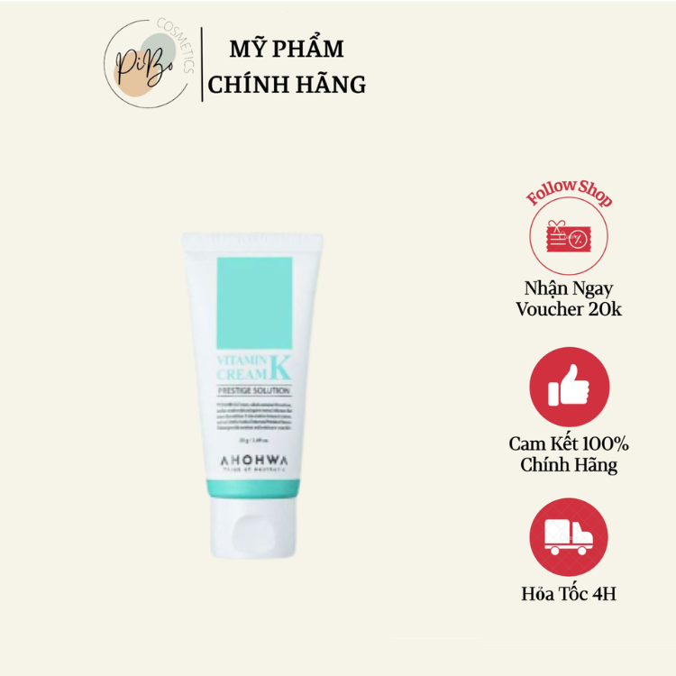 Kem Dưỡng Phục Hồi Da Nhạy Cảm Giảm Đỏ Giãn Mao Mạch Vitamin K Cream AHOHWA Vitamin K Cream 50g