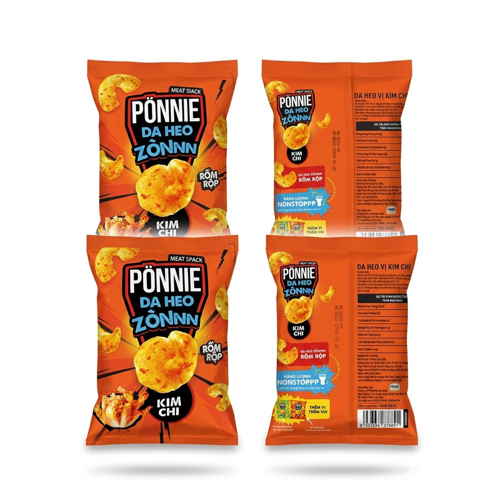 Snack Da Heo Giòn Ponnie - gói 27g - Vị Kim chi, Rong biển