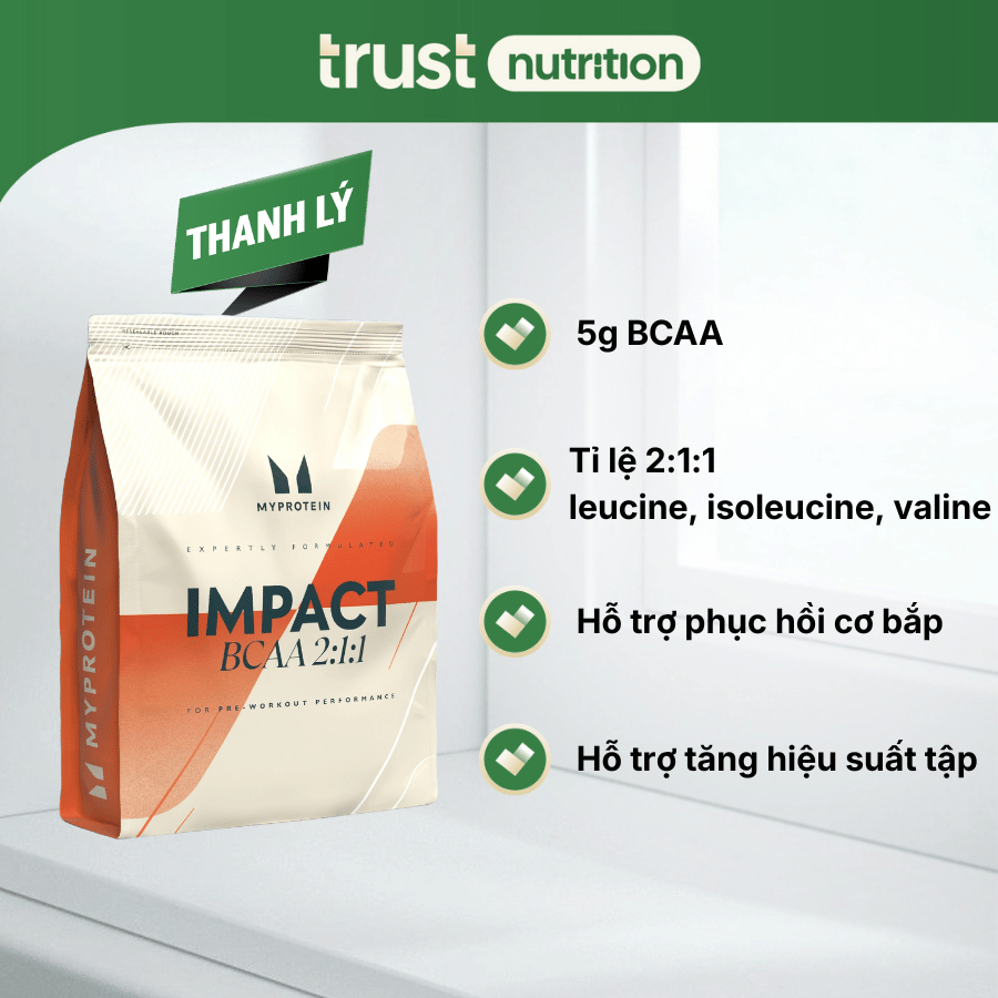 Bột hỗ trợ phục hồi cơ bắp MyProtein Impact BCAA 2:1:1, 500g, hạn chế dị hóa cơ, tăng hiệu suất tập
