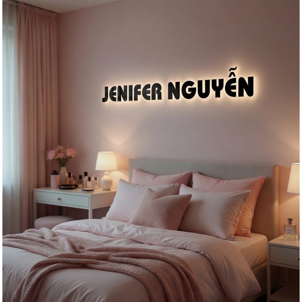 Chữ Gỗ Dán Tường, Chữ Nổi Trang Trí, Chữ Dán Tường Gỗ Decor Màu GHI Size 12 CM, Font Đẹp, Hiện Đại, 