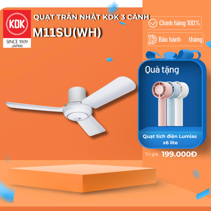 Quạt Trần Nhật KDK màu Trắng M11SU(WH) - Bảo Hành Chính Hãng KDK