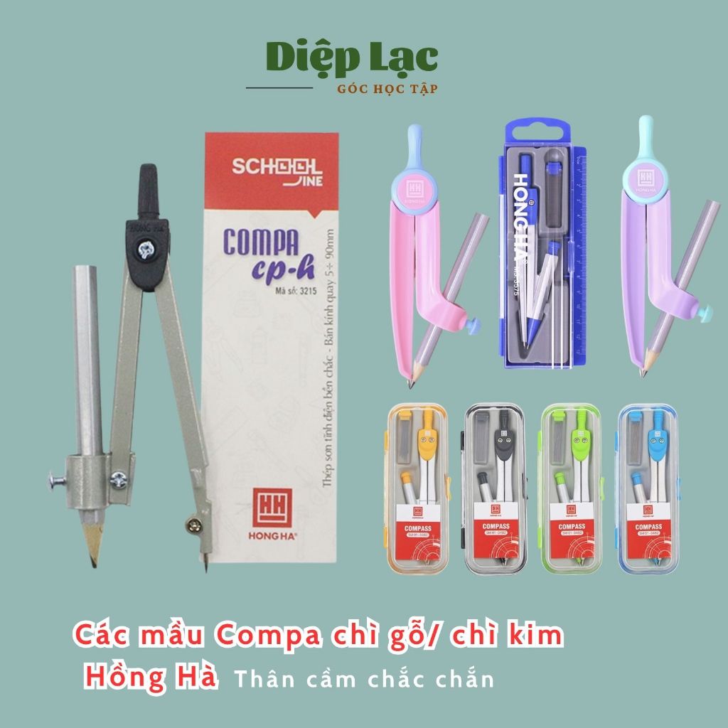 Nhiều mẫu Compa Hồng Hà - Compa chì kim/ Chì gỗ thân kim loại , đồ bên cao vpp Diệp Lạc