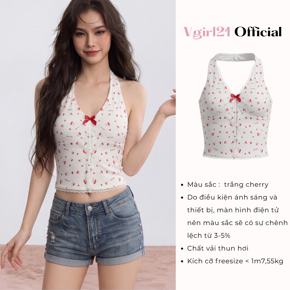 [DEAL MỞ BÁN] CÓ MÚT - ÁO CROPTOP NỮ VGIRL21 CỔ YẾM HOẠ TIẾT HOA NHÍ, PHÙ HỢP MÙA HÈ | BigBuy360 - bigbuy360.vn