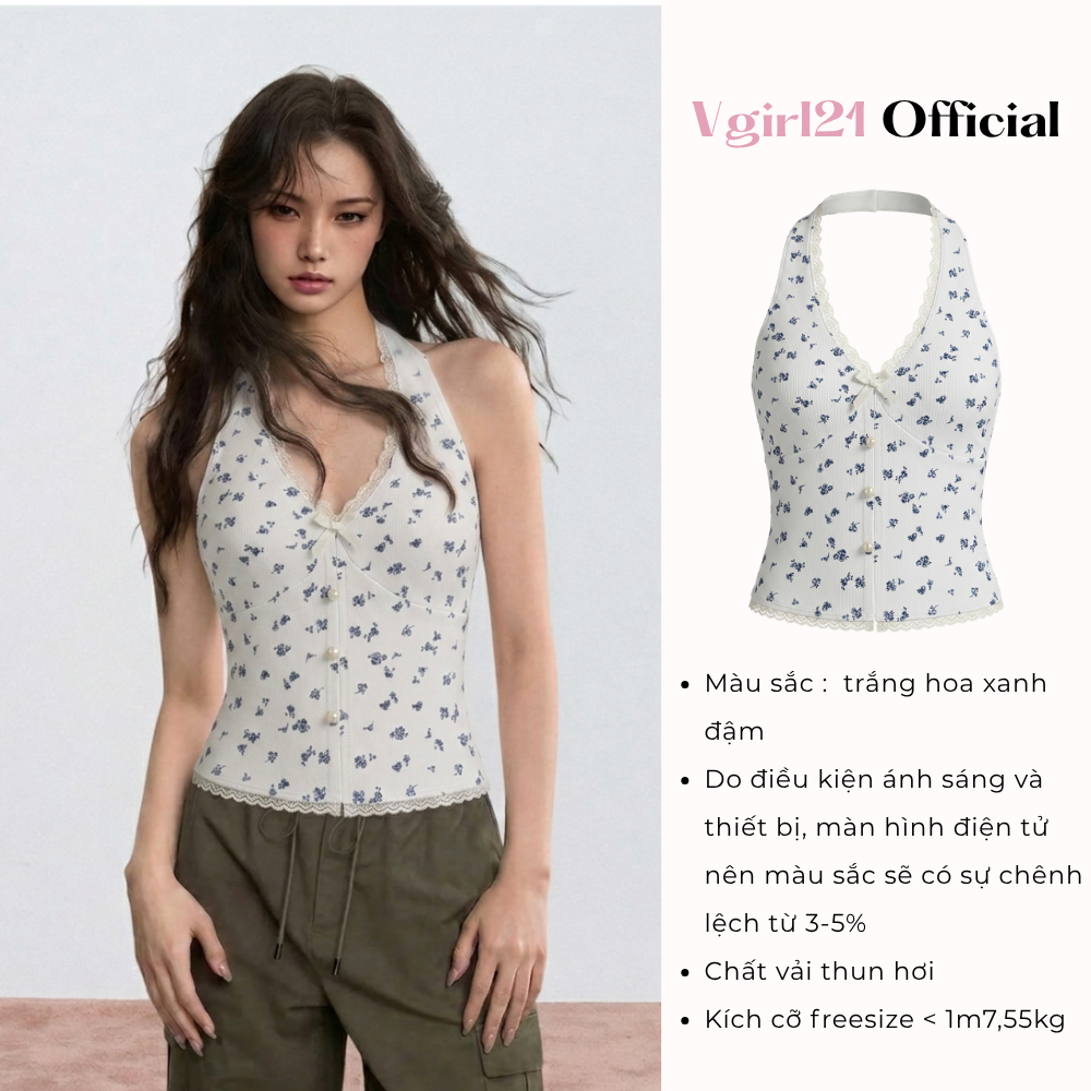 [DEAL MỞ BÁN] CÓ MÚT - ÁO CROPTOP NỮ VGIRL21 CỔ YẾM HOẠ TIẾT HOA NHÍ, PHÙ HỢP MÙA HÈ | BigBuy360 - bigbuy360.vn