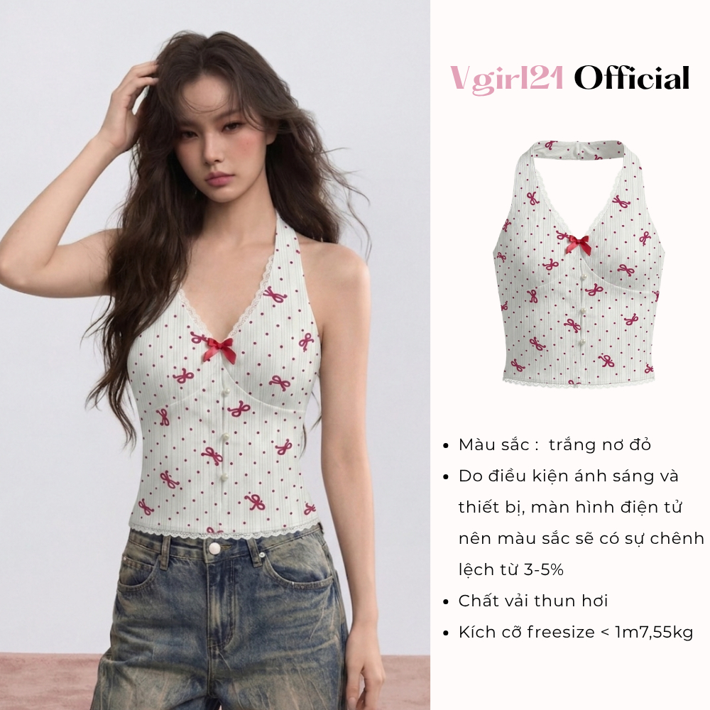 [DEAL MỞ BÁN] CÓ MÚT - ÁO CROPTOP NỮ VGIRL21 CỔ YẾM HOẠ TIẾT HOA NHÍ, PHÙ HỢP MÙA HÈ | BigBuy360 - bigbuy360.vn