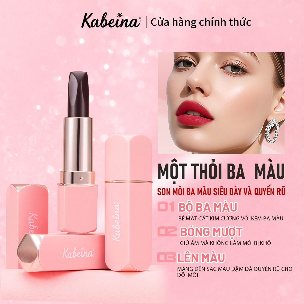 Son 3 màu Kabeina son lì 3in1 dưỡng ẩm mượt mà bền màu dễ tán