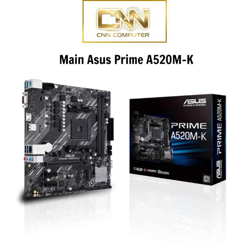 Mainboard Asus Prime A520M-K, Bo Mạch Chủ AMD AM4, DDR4, m-ATX, Hiệu Năng Ổn Định