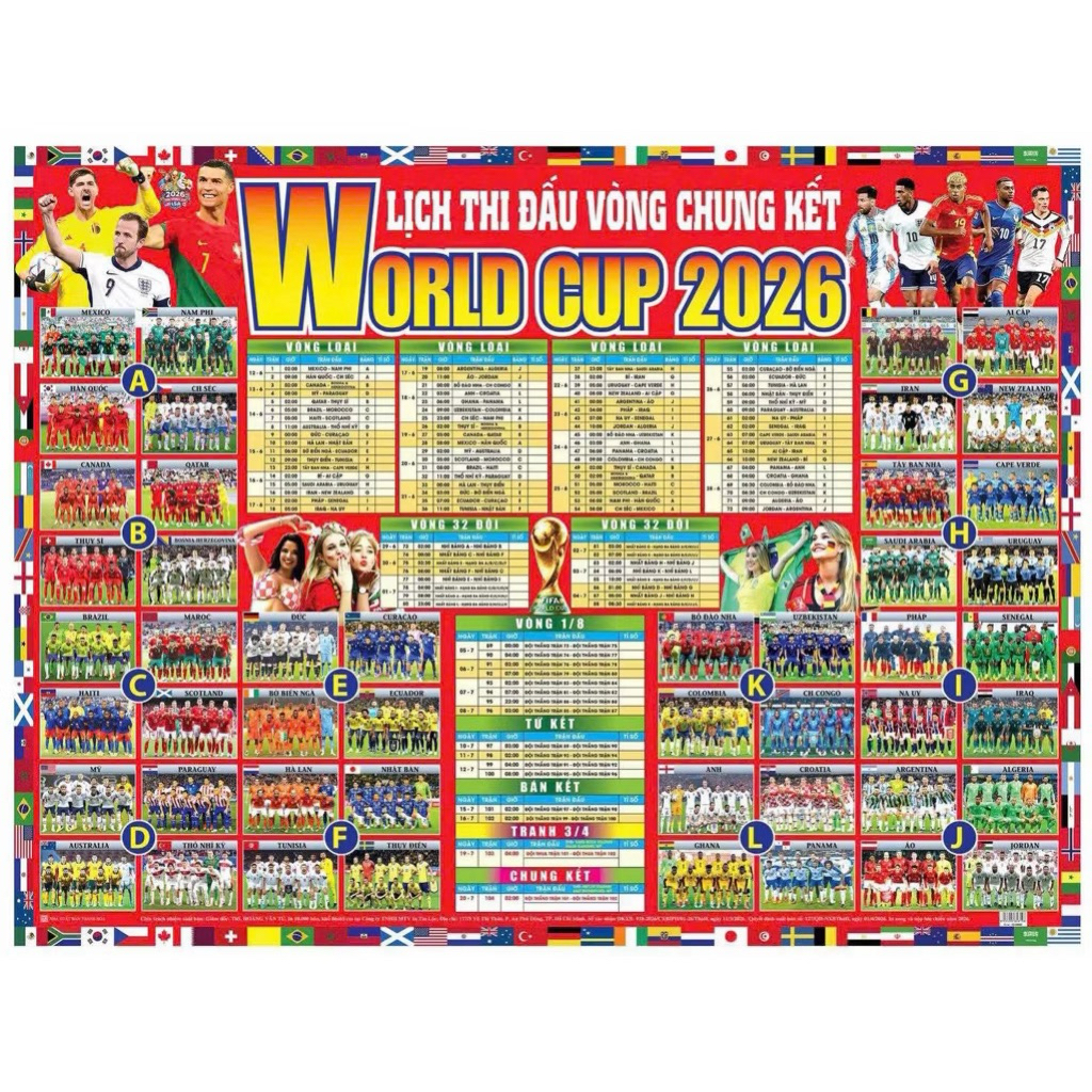 Poster lịch thi đấu bóng đá world cup 2026