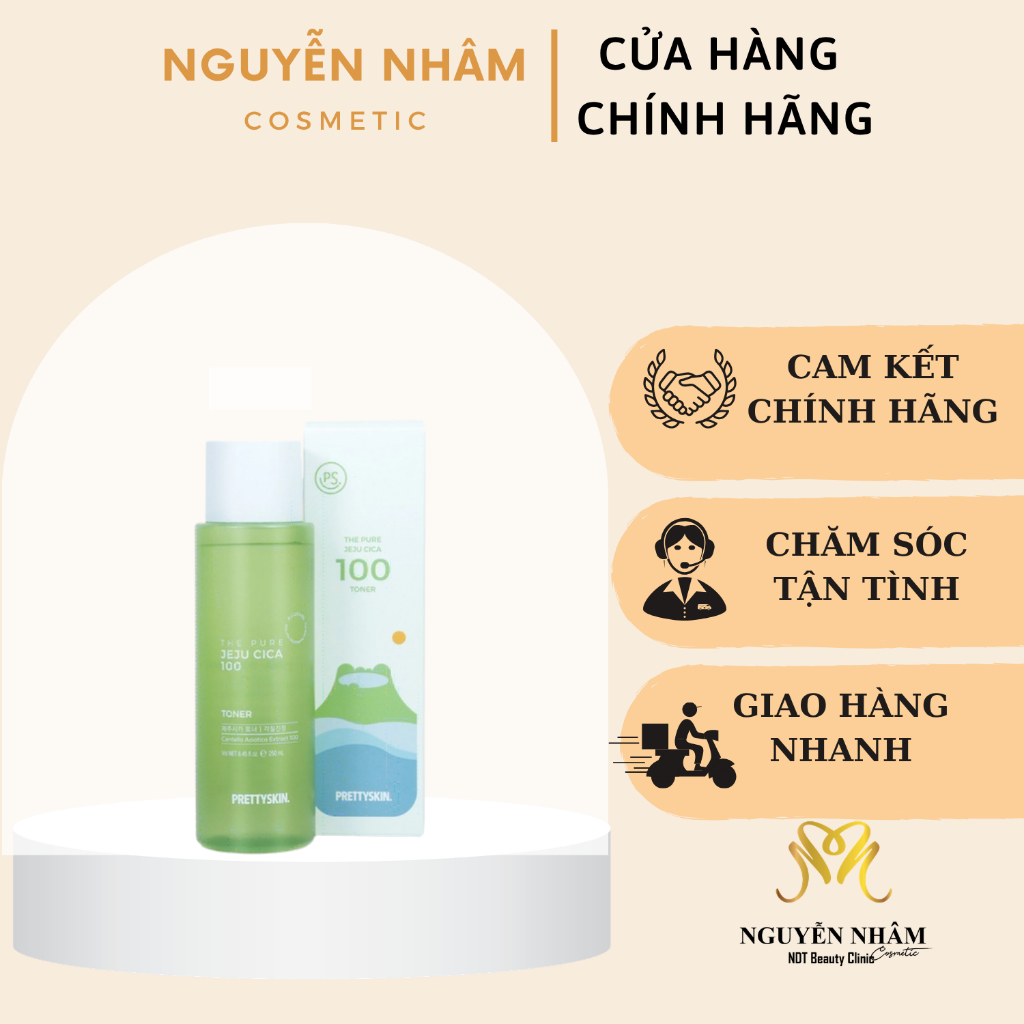 Nước Hoa Hồng Rau Má Prettyskin The Pure Jeju Cica 100 Toner