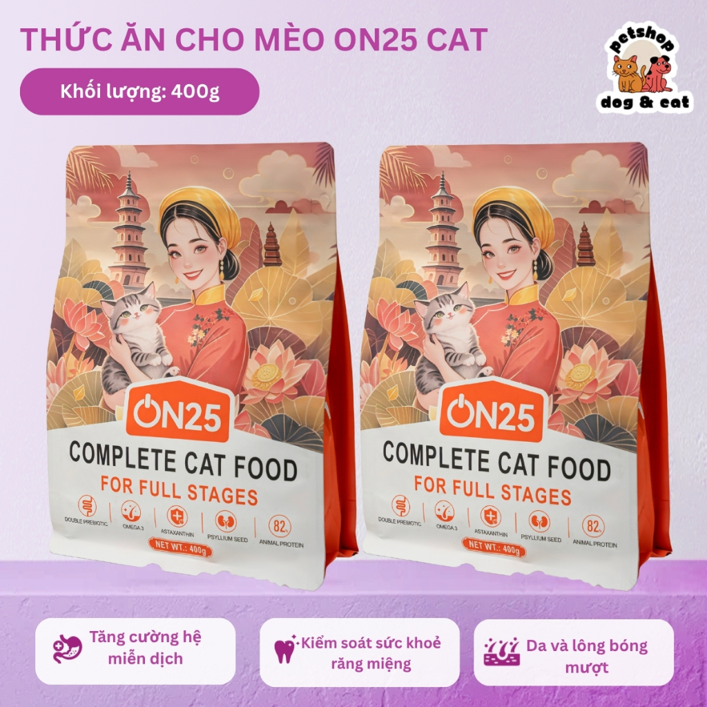 (400gr) Thức ăn hỗn hợp hoàn chỉnh dành cho mèo ON25 CAT nguyên seal hãng- Dog&Cat