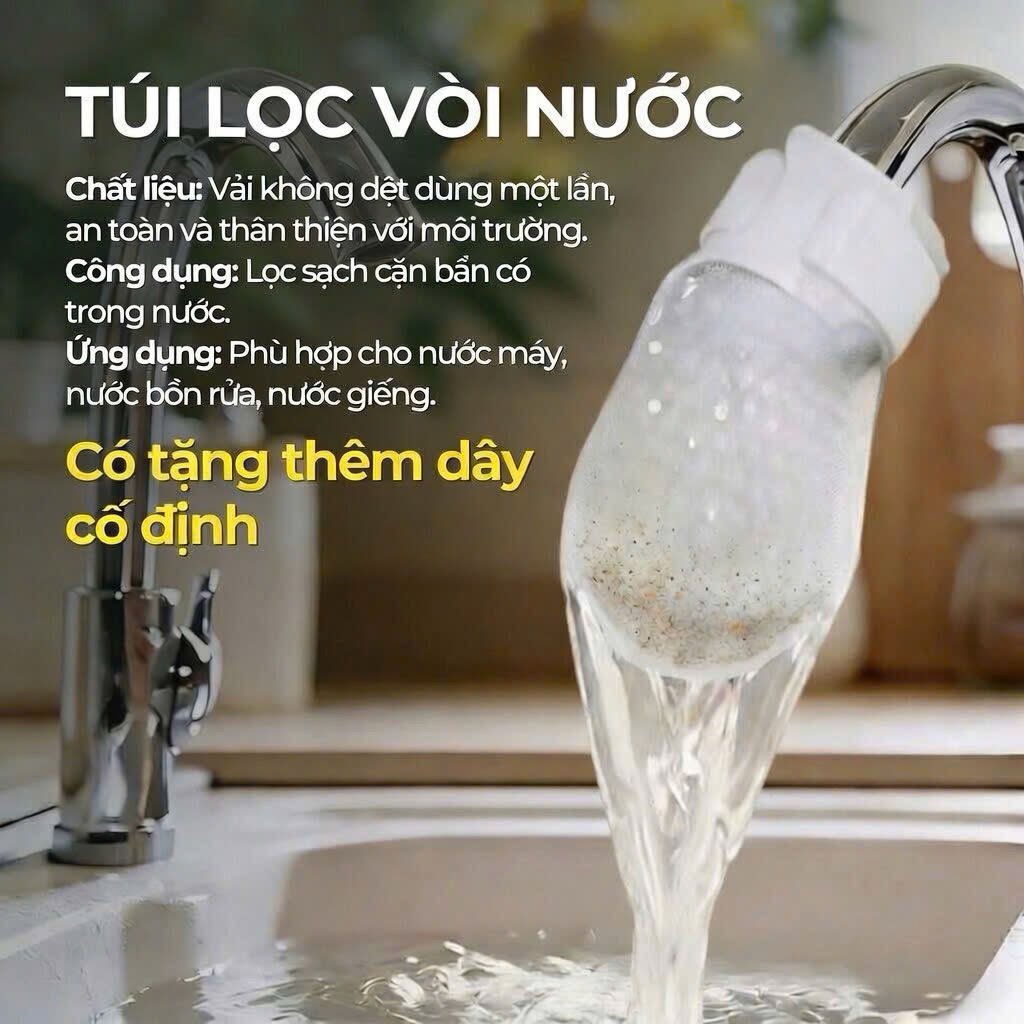 Combo 20/50/100 Túi lọc vòi nước đa năng Giữ cặn bẩn Tạp chất Cải thiện chất…