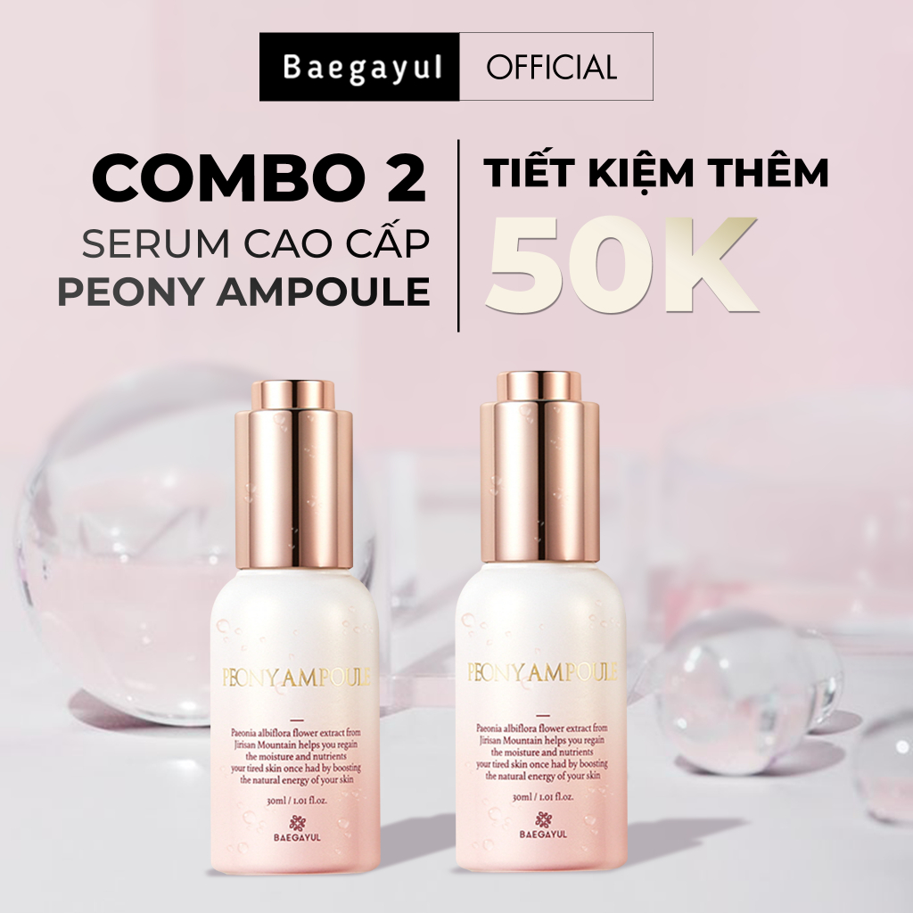 COMBO 2 LỌ Baegayul Serum Peony Ampoule Dưỡng Trắng Mờ Thâm Nám Chống Lão Hóa 30ml
