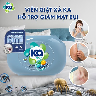 Thùng 12 Hộp Viên Giặt Xả Ka Antidustmite 4 Trong 1 (12 Hộp x 18 viên/ Thùng)