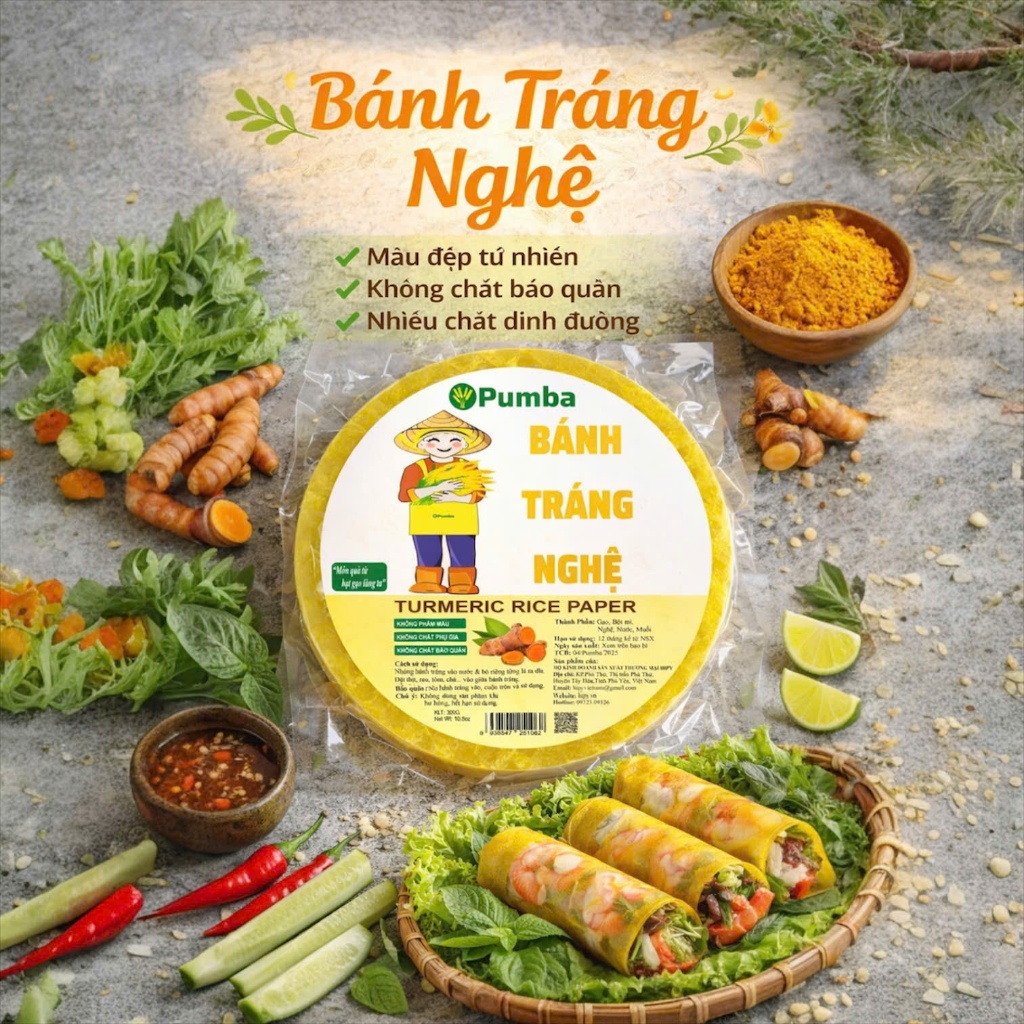 Bánh tráng Nghệ Pumba 300g