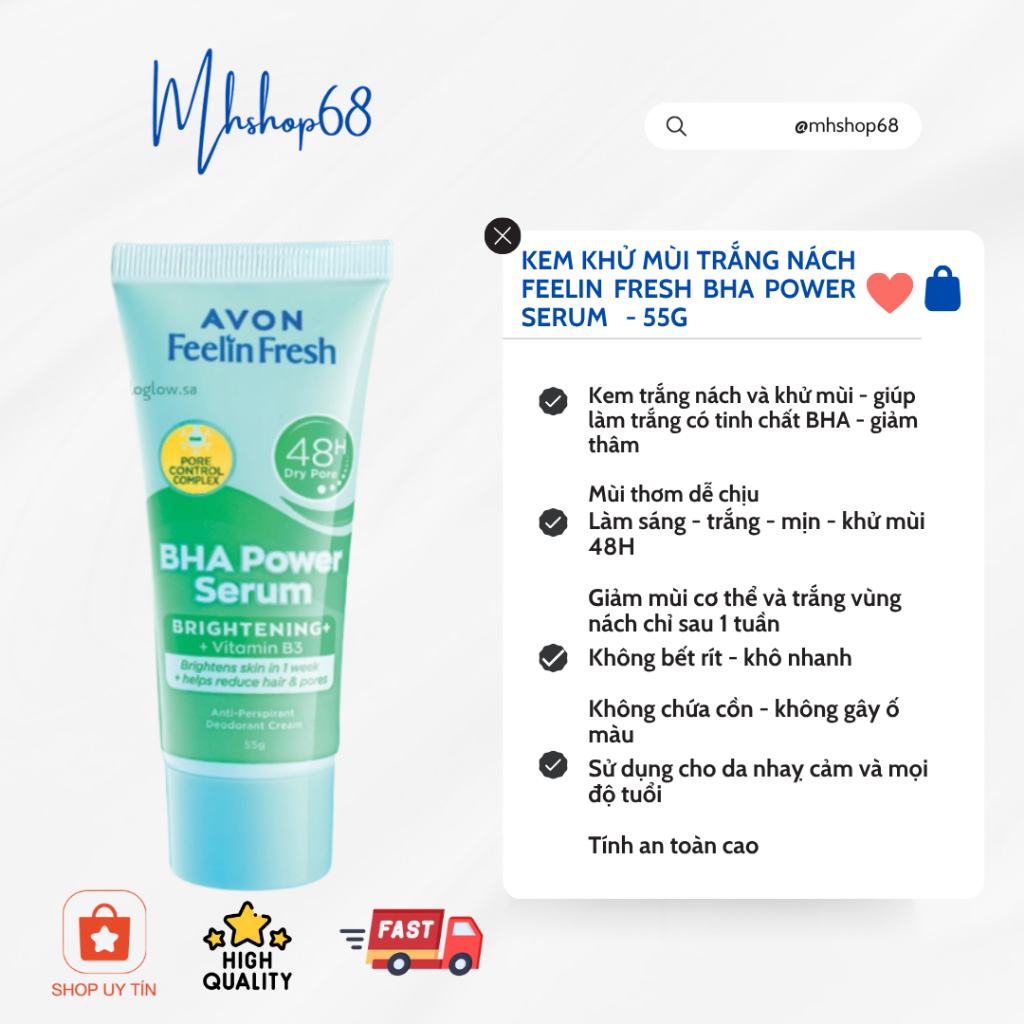[HSD 02/27] Kem Trắng Nách Fellin Fresh Whitening 4n1 48h Avon