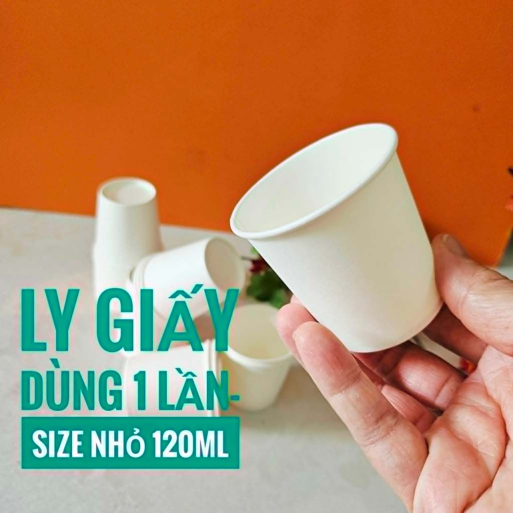 (100/200 ly) Ly GIẤY dùng 1 lần - Size nhỏ 120ml - Phù hợp uống tráng miệng. Chống thấm tốt