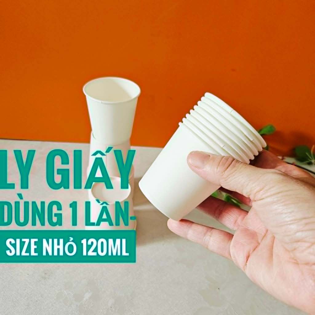 (50/100 ly) Ly GIẤY dùng 1 lần - Size nhỏ 120ml - Phù hợp uống tráng miệng. Chống thấm tốt,