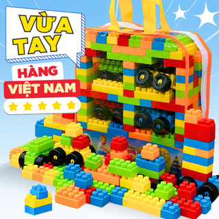 Đồ Chơi Xếp Hình Mầm Non Cho Bé Có Túi Xách, Bộ Lắp Ghép Cỡ To Cho Bé 3 - 5 Tuổi Hàng Việt Nam
