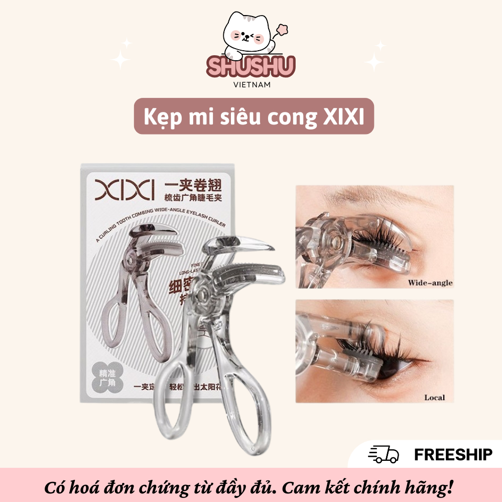 Kẹp Bấm Mi XIXI Góc Rộng Có Răng Cưa Bằng Nhựa Kèm Đệm Thay Thế, Kẹp Mi Cong Tự Nhiên SHUSHU VIETNAM
