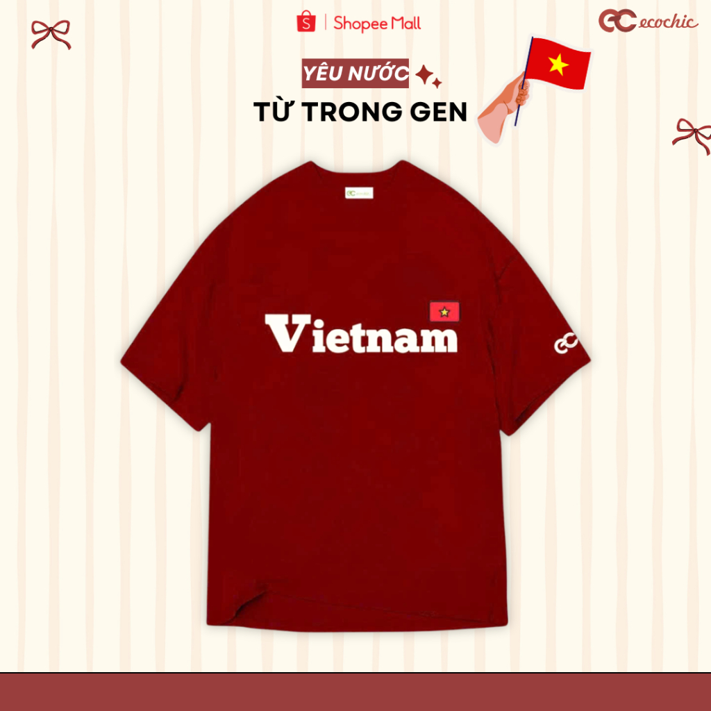 [PHIÊN BẢN 2026] Áo phông Việt Nam Ecochic Hình In Cờ Đỏ Sao Vàng Chính Hãng Unisex B165 | BigBuy360 - bigbuy360.vn