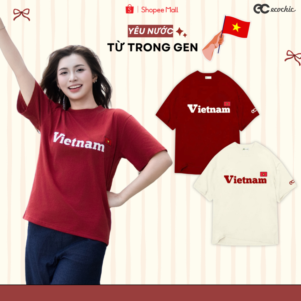 [PHIÊN BẢN 2026] Áo phông Việt Nam Ecochic Hình In Cờ Đỏ Sao Vàng Chính Hãng Unisex B165 | BigBuy360 - bigbuy360.vn