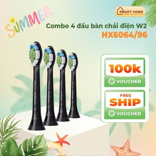 Bộ 4 đầu bàn chải sonic tiêu chuẩn HX6064/96 màu đen thay thế của máy HX3671/54 | Hàng chính hãng